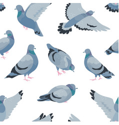 Seamless pattern a flock flying pigeons Royalty Free Vector