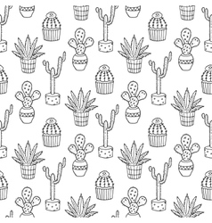 Linear design potted cactus elements of a Vector Image