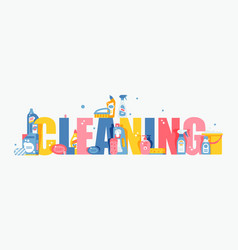 Cleaning company service concept flat Royalty Free Vector