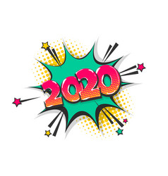 2020 new year boom speech bubble in pop art style Vector Image