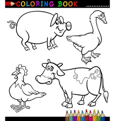 Farm hen cartoon for coloring book Royalty Free Vector Image