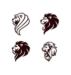 Angry roaring lion head black and white logo Vector Image