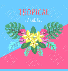 Tropical postcard summer background with flamingo Vector Image