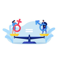 Man and woman working on balanced scales gender Vector Image