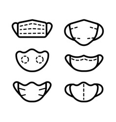Face mask outline icons set Royalty Free Vector Image