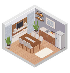 Modern Kitchen Isometric View Image Royalty Free Vector