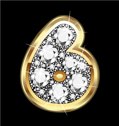 7 number gold and diamond bling Royalty Free Vector Image