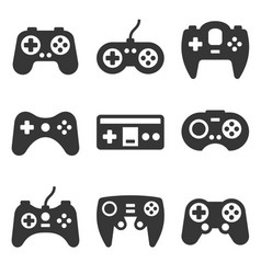 Video game and controller icons set Royalty Free Vector