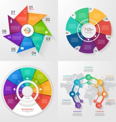 Set of 4 infographic templates with 7 processes Vector Image