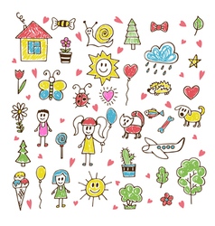 Collection of hand drawn cute doodles doodle Vector Image