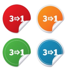 Three in one sign icon 3 in 1 symbol with arrow Vector Image