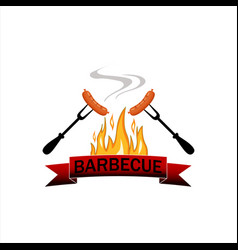 Barbecue party logo round linear logo bbq Vector Image