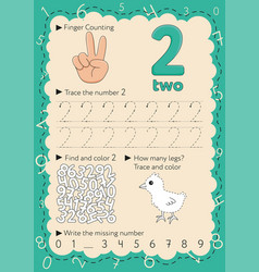Worksheets for learning numbers learning Vector Image