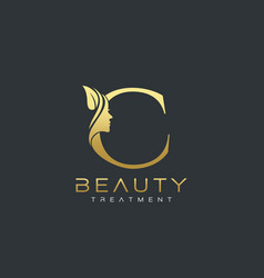 Letter c beauty face hair salon logo design Vector Image