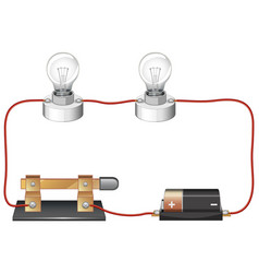 Circuit diagram with battery and lightbulb Vector Image