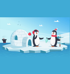 Set color with penguins swimming Royalty Free Vector Image