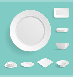 Empty white plates set isolated Royalty Free Vector Image