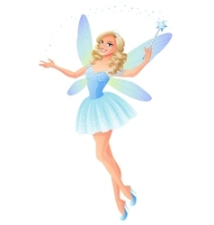 Beautiful blue fairy with magic wand and Vector Image