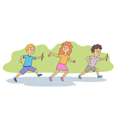 Children running outside Royalty Free Vector Image