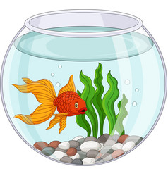 Cartoon goldfish swimming in fishbowl Royalty Free Vector