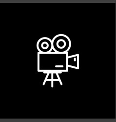 Film camera icon on black background black flat Vector Image