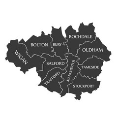 Modern map - greater manchester metropolitan Vector Image