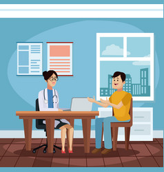 Patient at doctors office cartoon Royalty Free Vector Image