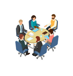 Group of people office staff at the round table Vector Image