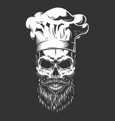 Skull without jaw in chef hat Royalty Free Vector Image