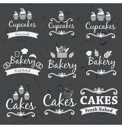 Vintage Retro Bakery Labels On Chalkboard Vector Image