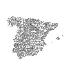 Spain map of black contour curves Royalty Free Vector Image