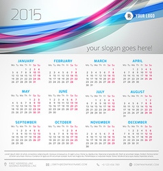 Calendar 2015 template week starts monday Vector Image