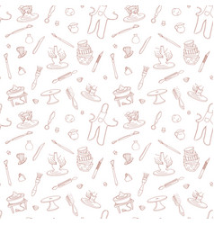 Clay pottery workshop studio icons set doodle Vector Image