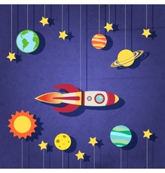 Paper cut outer space web banner template Vector Image