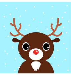 Cute cartoon christmas Deer on snowing background Vector Image