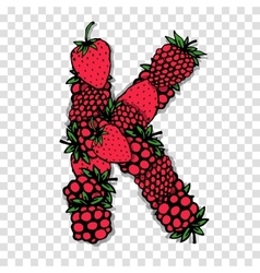 Letter T made from red berries sketch for your Vector Image