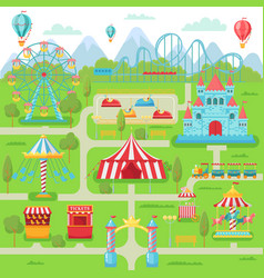 Cartoon amusement park map background Royalty Free Vector