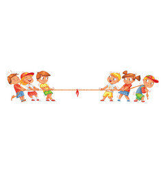 Children pull rope kids playing tug war Royalty Free Vector