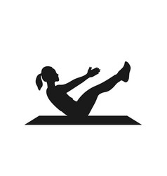 Woman doing sit up workout black silhouette Vector Image