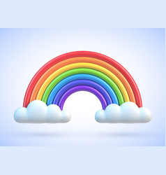 Colorful rainbow with clouds 3d Royalty Free Vector Image