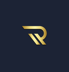 Round shape line r initial gold logo Royalty Free Vector