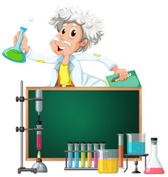 Male scientist holding beakers Royalty Free Vector Image