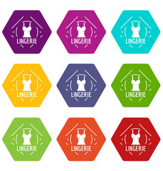 Lingerie icons 9 set Royalty Free Vector Image