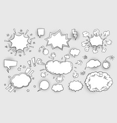 Bubbles speech doodle set hand drawn doodle style Vector Image