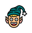 head elf christmas cute color icon vector image