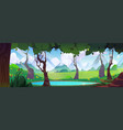 cartoon spring mountain valley lake vector image