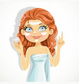 cute brunette girl put a cream on face from jar vector image vector image