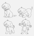 cartoon dogs thin lines with different poses and e vector image vector image