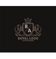 initial ba letter lion royal luxury logo template vector image