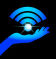 sign wi-fi on the palm vector image